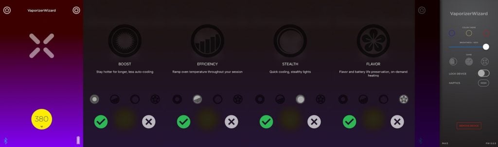 Pax 3 Vaporizer APP Options and Settings
