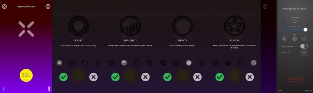 Pax 3 Vaporizer APP Options and Settings