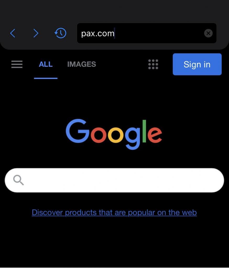 Go to Pax.com in the Browser Connect APP